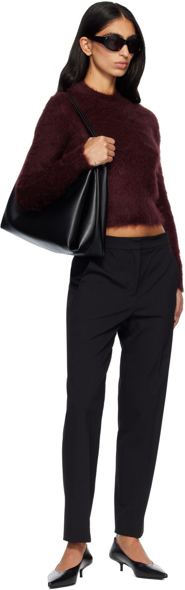 Пуловер Max Mara Max Mara Adatti Fuzzy Cropped Mock-Neck Sweater Бургунди | 2521366263600, 3
