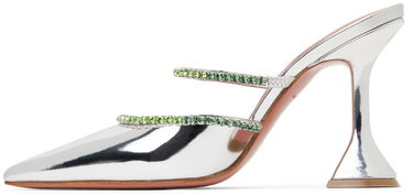 Кецове и обувки Amina Muaddi Metallic Leather Mules With Rhinestone Trim Металик | GILDA MULE OMBRE CL MIRROR, 2