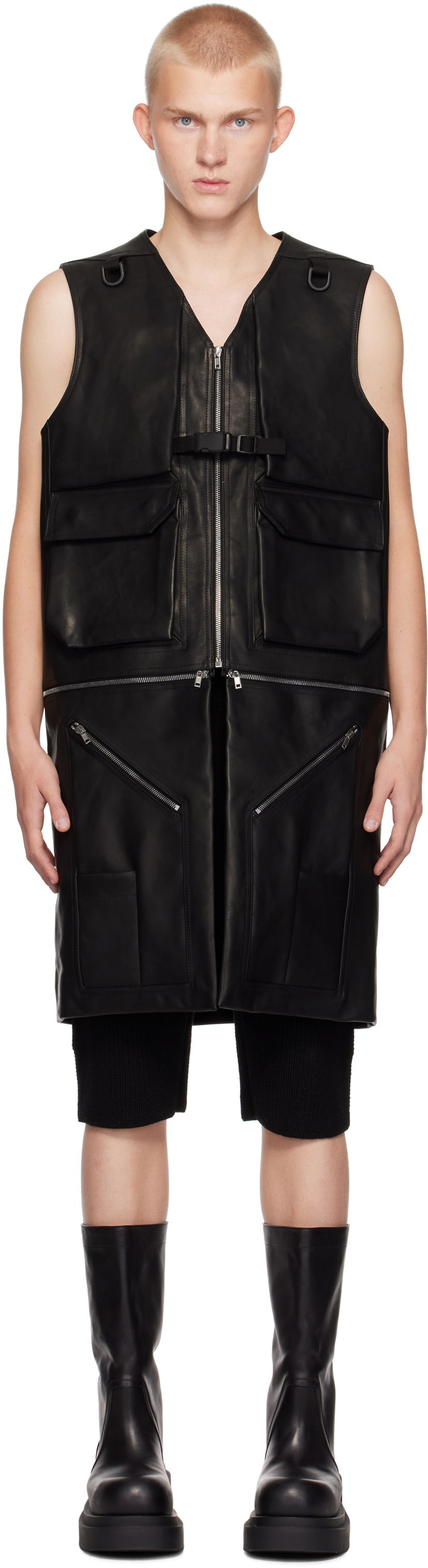 Жилетка Rick Owens Leather Utility Vest Черно | RR02D6911 LOO