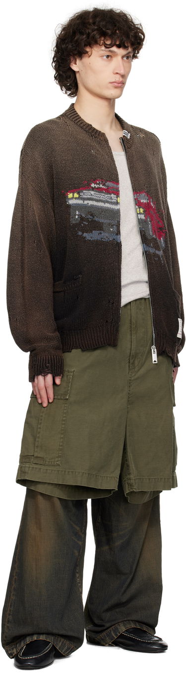 Пуловер Maison MIHARA YASUHIRO Maison MIHARA YASUHIRO Car Jacquard Knit Zip Cardigan Кафяво | A14CD511, 3