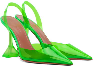 Кецове и обувки Amina Muaddi Sling Back Heels Зелено | HOLLI GLASS SLING CL PVC, 3