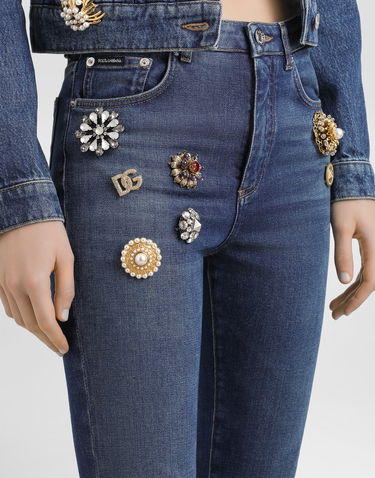 Дънки Dolce & Gabbana Dolce & Gabbana 5-Pocket Jeans with Embellishments Синьо | FTC67ZG8NY1S9001, 3