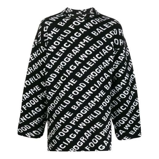 Пуловер Balenciaga Allover Logo Print Sweater Черно | 612957T15651070, 0