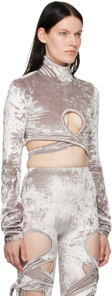 Тениска Ottolinger Ottolinger Velvet Wrap Turtleneck Top Сиво | 401703, 1