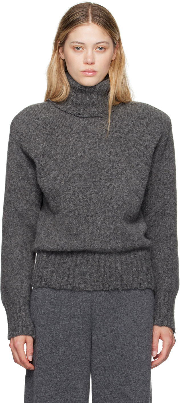 Пуловер Stella McCartney Stella McCartney Distressed Turtleneck Sweater Сиво | 6K08613S2522, 0