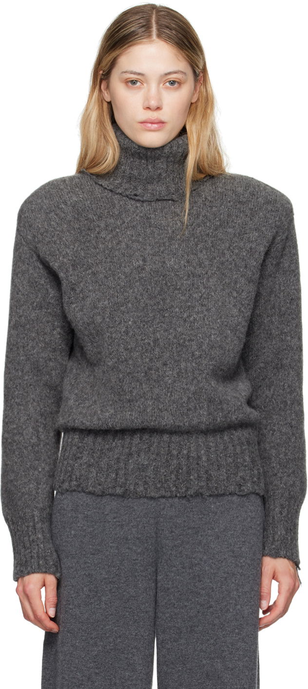 Пуловер Stella McCartney Stella McCartney Distressed Turtleneck Sweater Сиво | 6K08613S2522