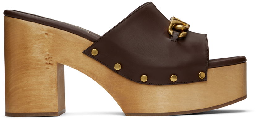 Кецове и обувки Valentino Valentino Garavani VLogo Chain Platform Mules Кафяво | 2W2S0GC1YZX
