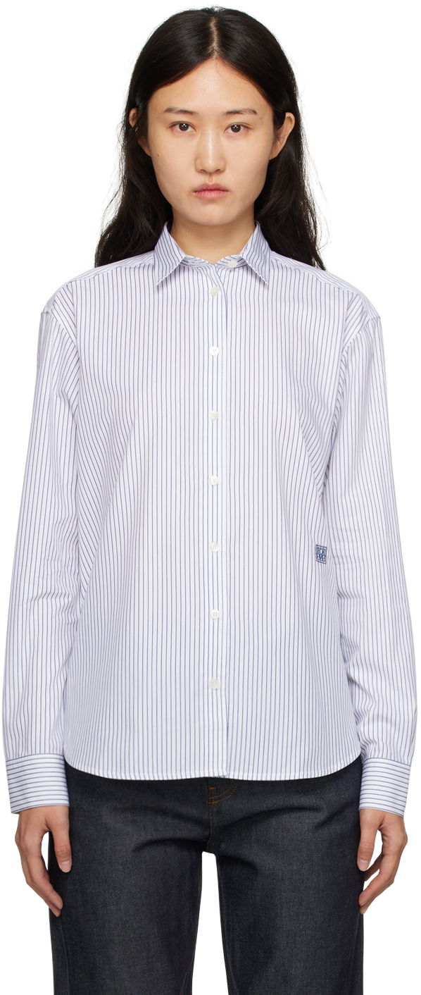 Риза TOTEME Signature Striped Button-Up Shirt Бяло | 233-708-287