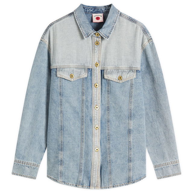 ICECREAM Appliqué Running Dog Denim Shirt, Size Large