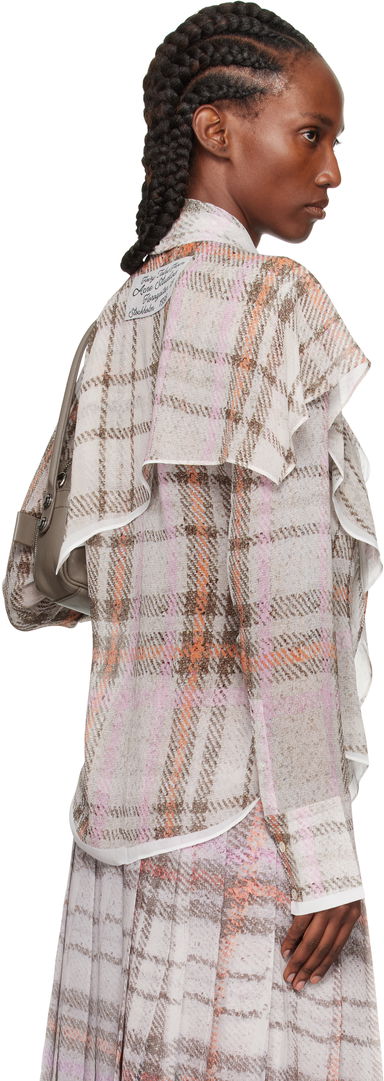 Plaid Silk Tie-Neck Blouse, 2