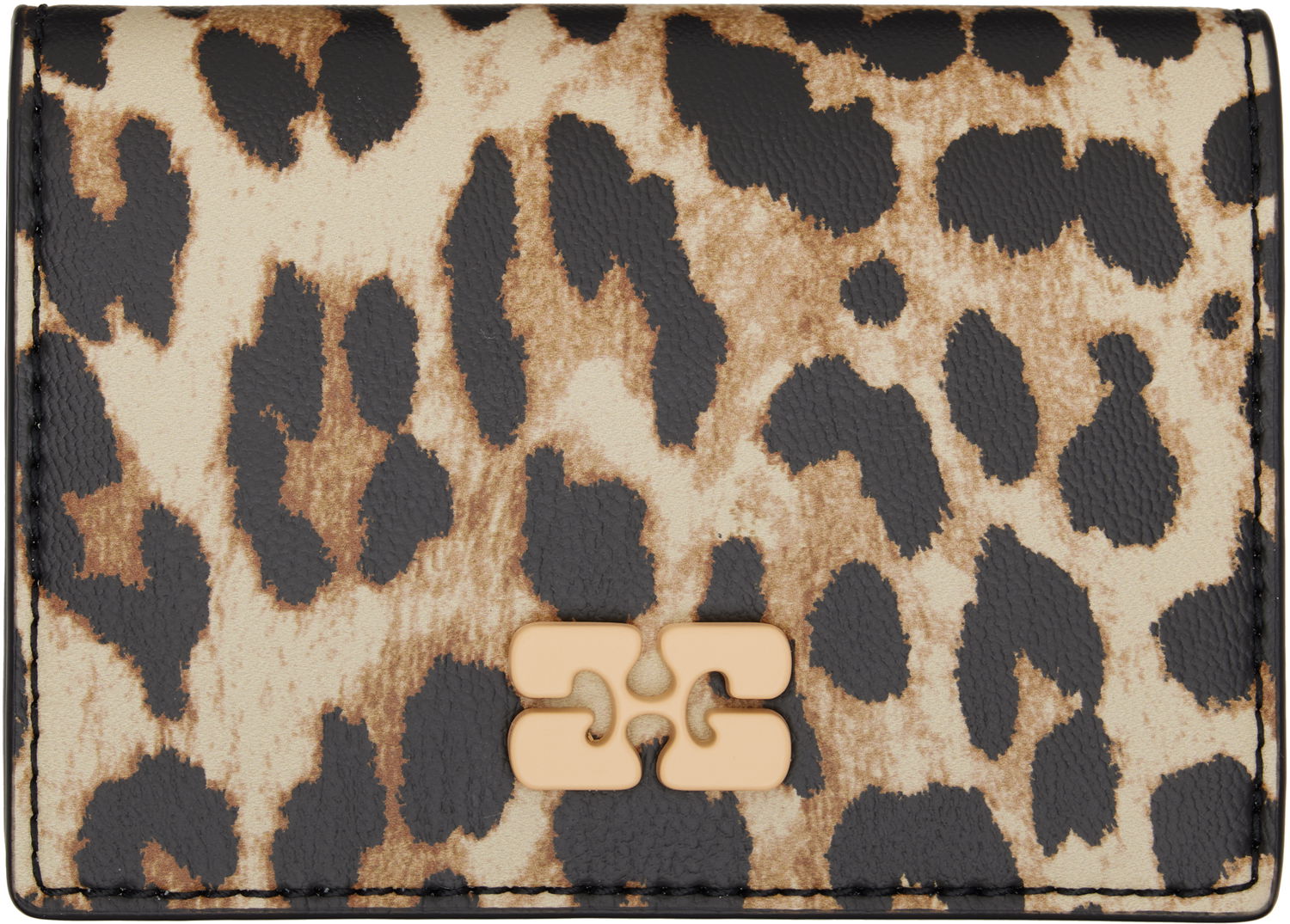 Портфейл GANNI GANNI Leopard Bou Flap Card Holder Бежово | A6545, 0