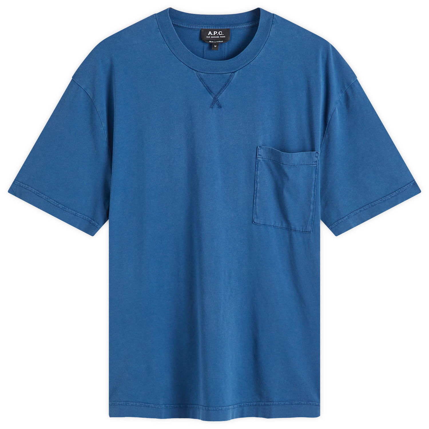 Тениска A.P.C. Label H Garment Dyed T-Shirt Синьо | COHBO-H26510-IAJ, 0
