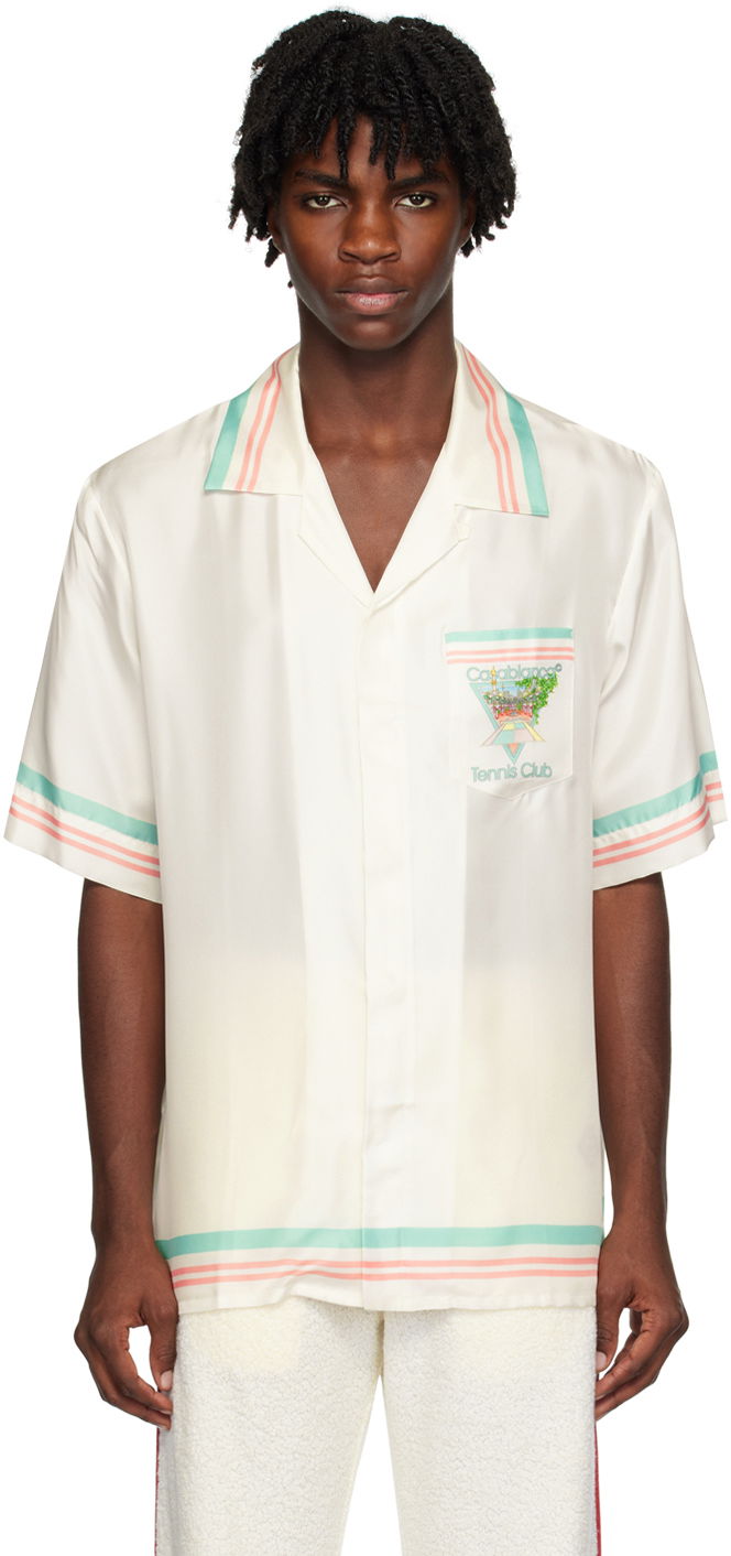 Риза Casablanca 'Tennis Club' Icon Shirt Бежово | U-MF23-SH-003-01 SILK TWILL TENN