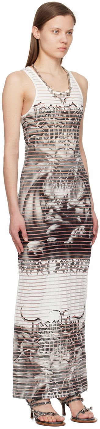 Pокля Jean Paul Gaultier Graphic Print Scoop Neck Maxi Dress Бяло | 24/25-F-RO158-J544-0100, 1