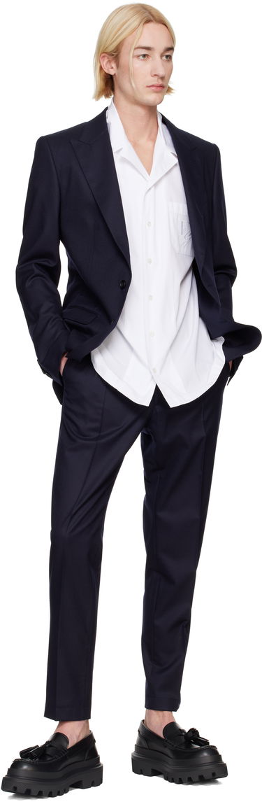 Панталони Dolce & Gabbana Tailored Flannel Trousers Синьо | GW13ETFU21Q, 3