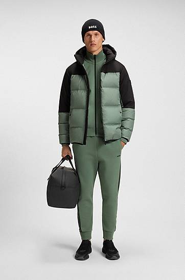 Комплект BOSS Regular-fit tracksuit set in stretch cotton with striped trims Зелено | 50543886, 1