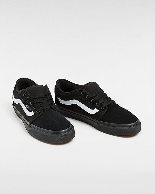 Кецове и обувки Vans Chukka Low Sidestripe Shoes (black/black/whi) Unisex White, Size 2.5 Черно | VN0A5KQZB8C, 1