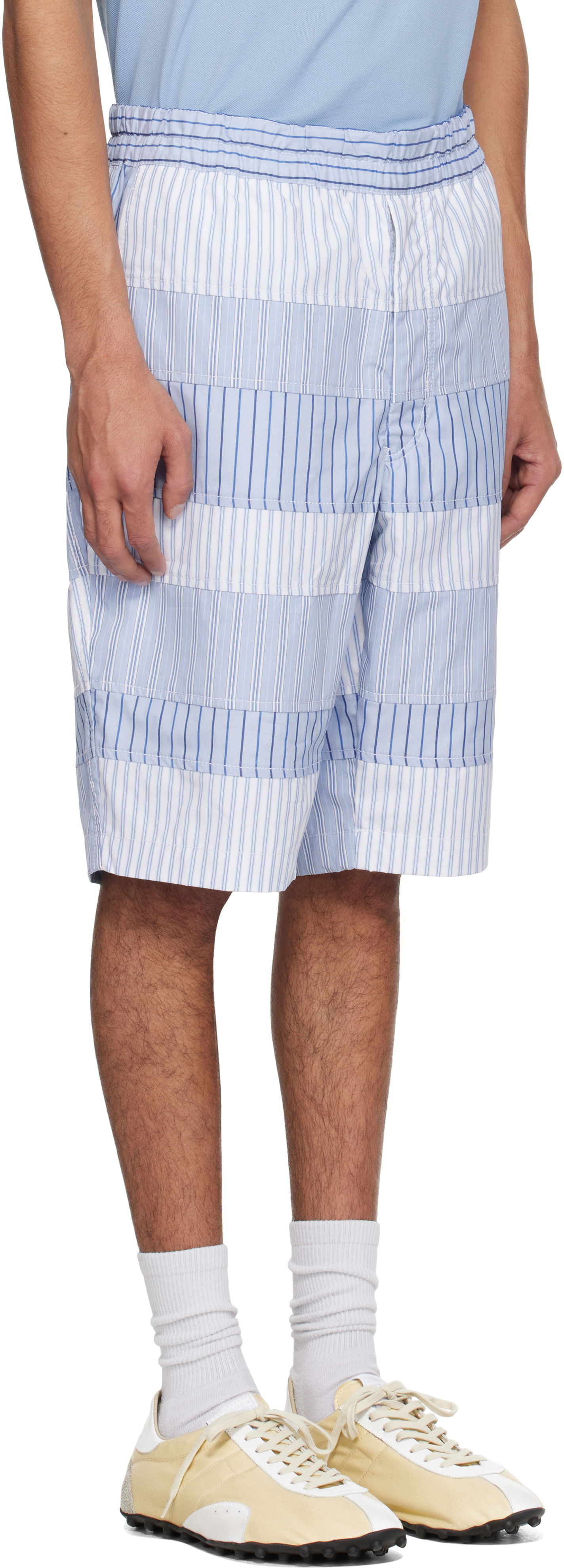 Къси панталони Comme des Garçons Comme des Garçons Shirt Yarn Dyed Stripe Poplin Shorts Синьо | FO-P004-051, 1