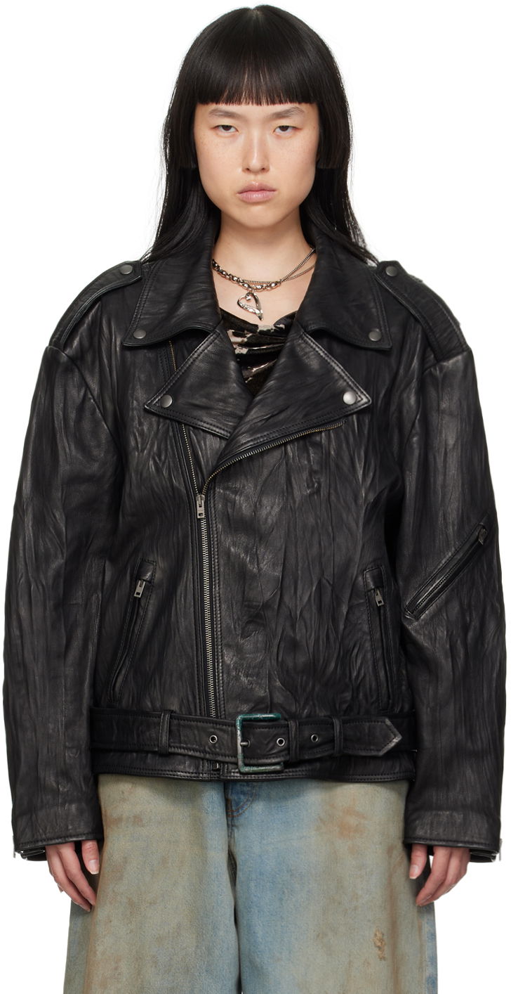 Яке бомбър Acne Studios Crinkled Leather Черно | A70151-, 0