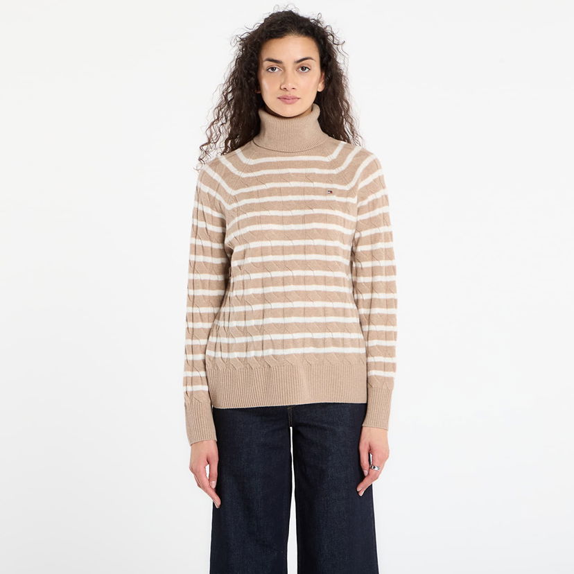 Пуловер Tommy Hilfiger Tommy Hilfiger Soft Wool Cable Roll-Neck Long Sleeve Sweater Бежово | WW0WW46791 0AJ