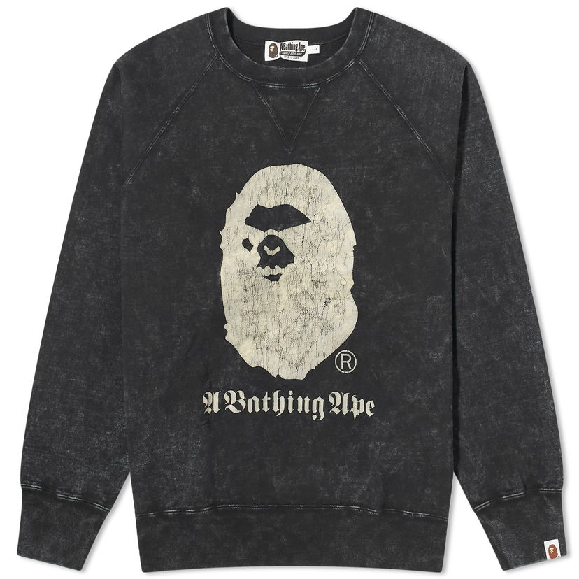 Суитчър BAPE A Bathing Ape Overdye Crew Neck Sweatshirt Черно | 001SWK301015M-BLK