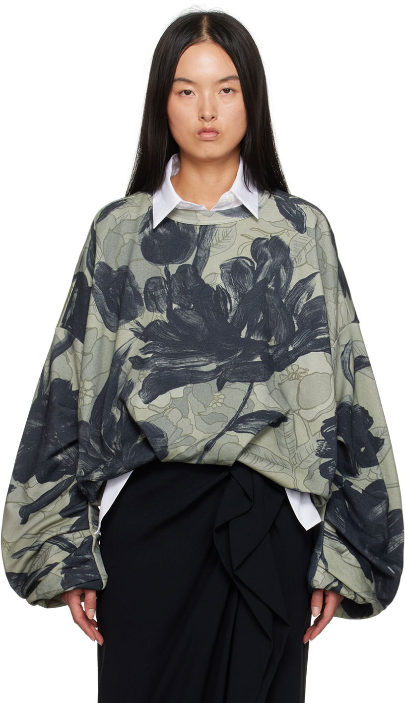 Суитчър Dries Van Noten Draped Sweatshirt Зелено | 242-011162-9608, 0