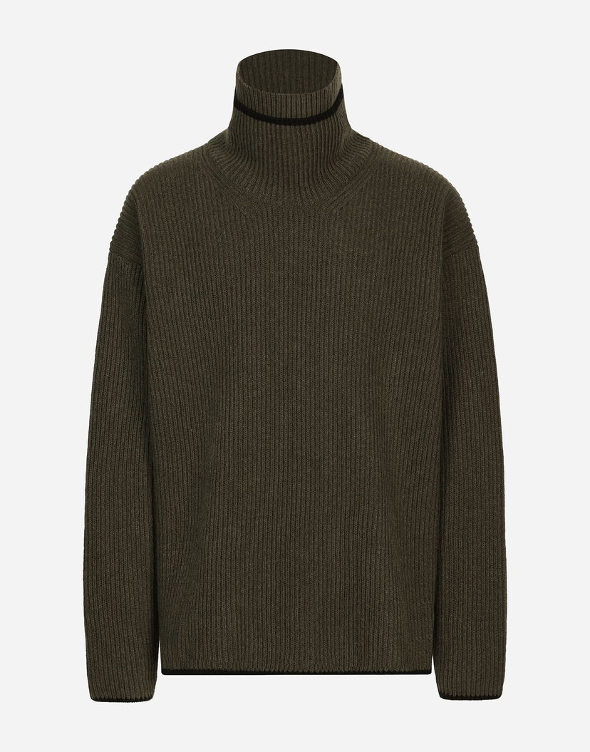 Пуловер Dolce & Gabbana Wool Fisherman's Rib-knit Sweater With Double Turtleneck Зелено | GXW24TJCVW7V2091