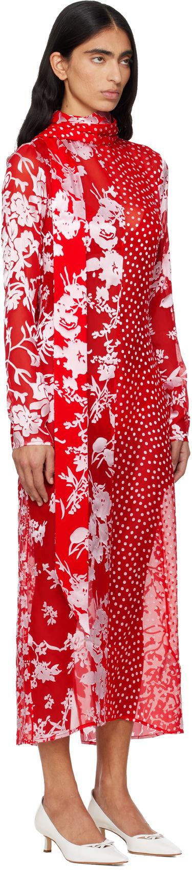 Pокля Marine Serre Marine Serre Regenerated Raso Silk Scarves Long Sleeve Maxi Dress Многоцветен | WDR420AUWOV0056, 1