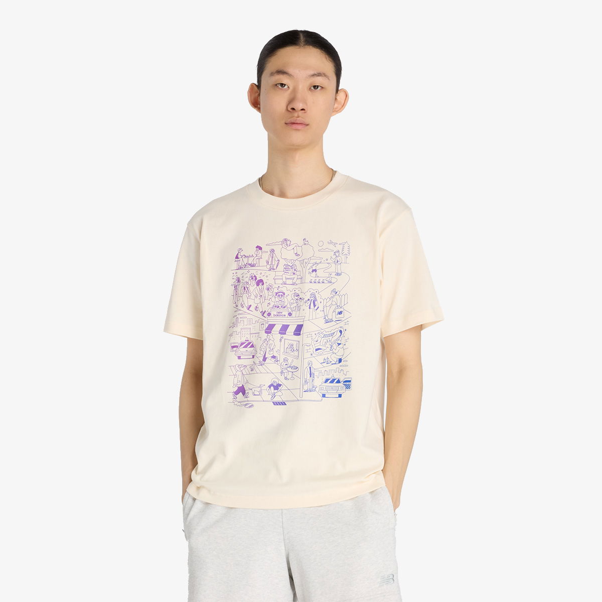 Тениска New Balance Athletics Culture Mural Graphic Tee Бежово | MT53914-PEF, 0