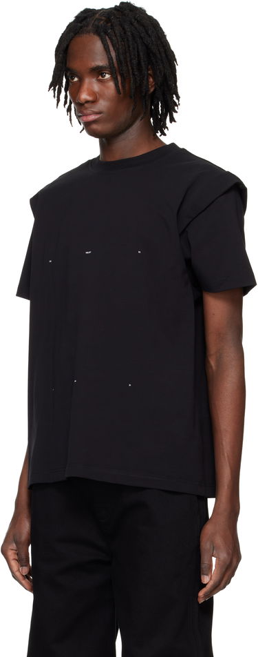 Тениска HELIOT EMIL HELIOT EMIL Outline Logo Layered T-Shirt Черно | PRESS25_M_09_089_BLK01_CO, 3