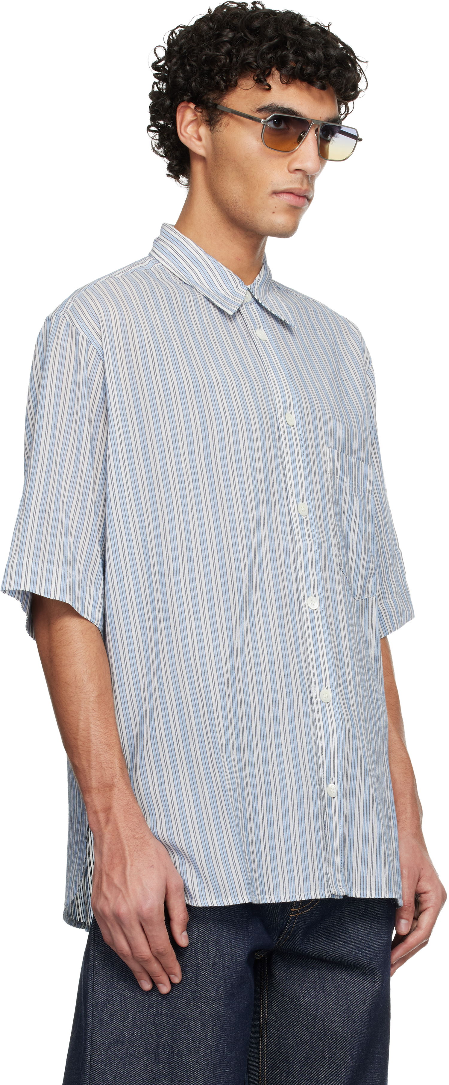 Риза ISABEL MARANT Isabel Marant Labilio Short Sleeve Striped Button-Up Shirt Многоцветен | CH0085HD-D1I03H, 1