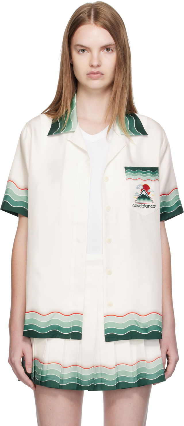 Casablanca Montagne Ondulee Silk Short Sleeve Shirt