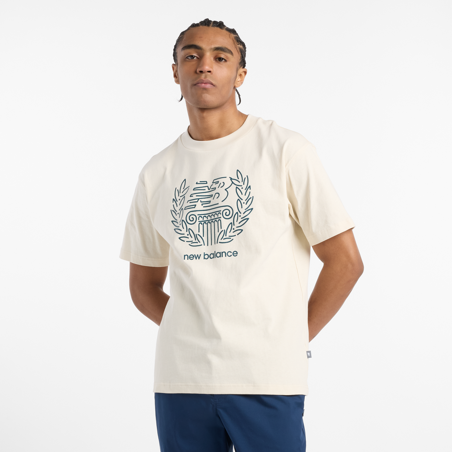 Тениска New Balance Men's Athletics Amplified T-Shirt Бежово | NBMT51974LIN, 0