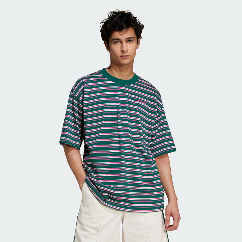 Тениска adidas Performance Striped Loose Fit T-Shirt Зелено | JC6521