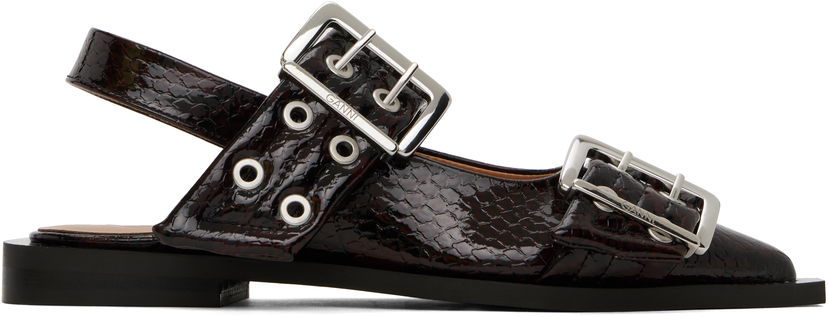 Колани GANNI GANNI Snake Buckle Flats Кафяво | S2951