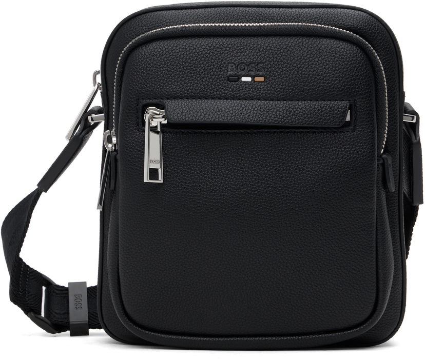 Чанта през рамо BOSS Textured Faux-Leather Mini Crossbody Bag Черно | 50536196