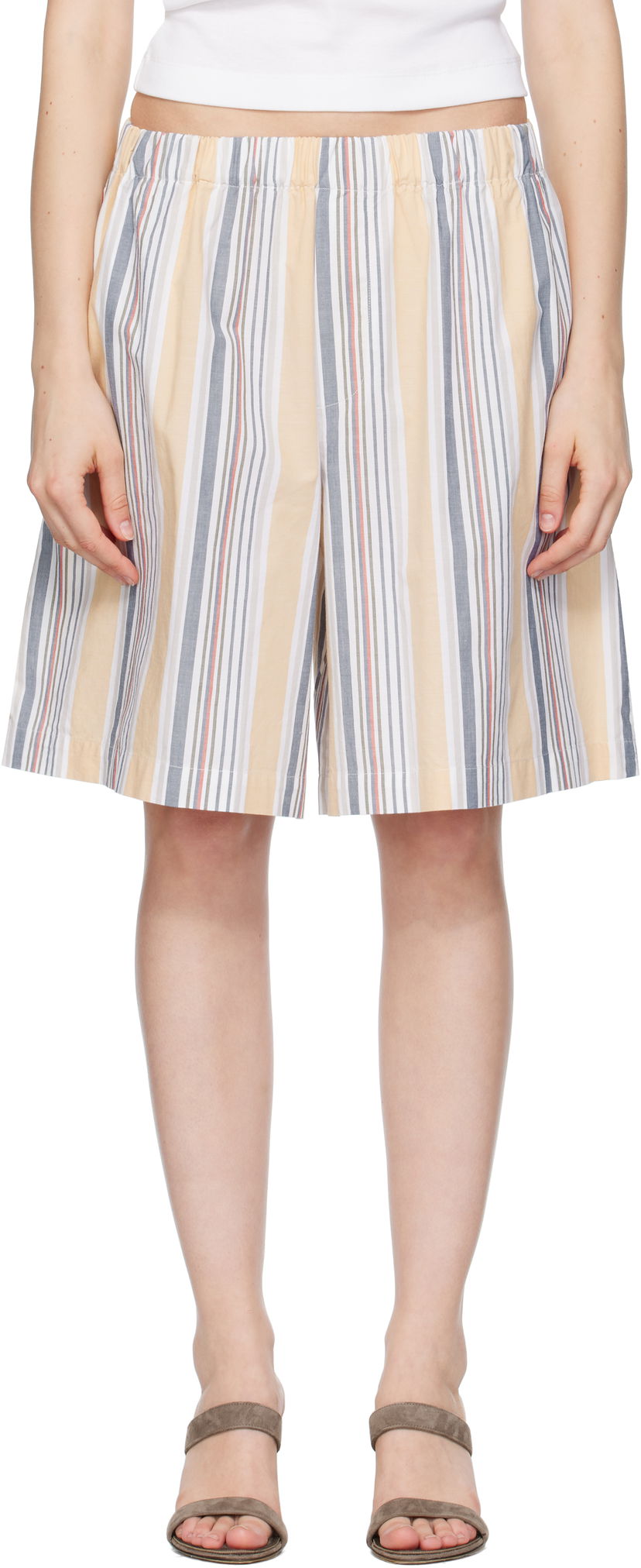 Къси панталони Baserange Baserange Stave Striped Casual Shorts Жълто | SHST-PO-SU25