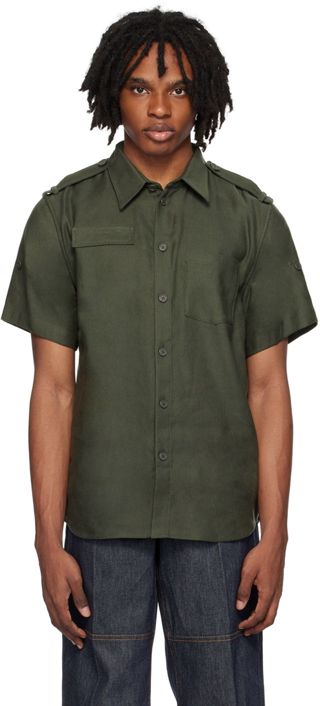 Риза Helmut Lang Helmut Lang Epaulet Shirt Зелено | O04HM505, 0