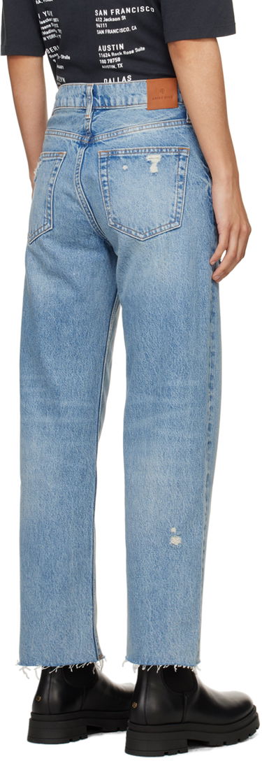 Дънки Anine Bing Gavin Distressed High-Rise Straight Leg Jeans Синьо | A-06-1113-440, 2