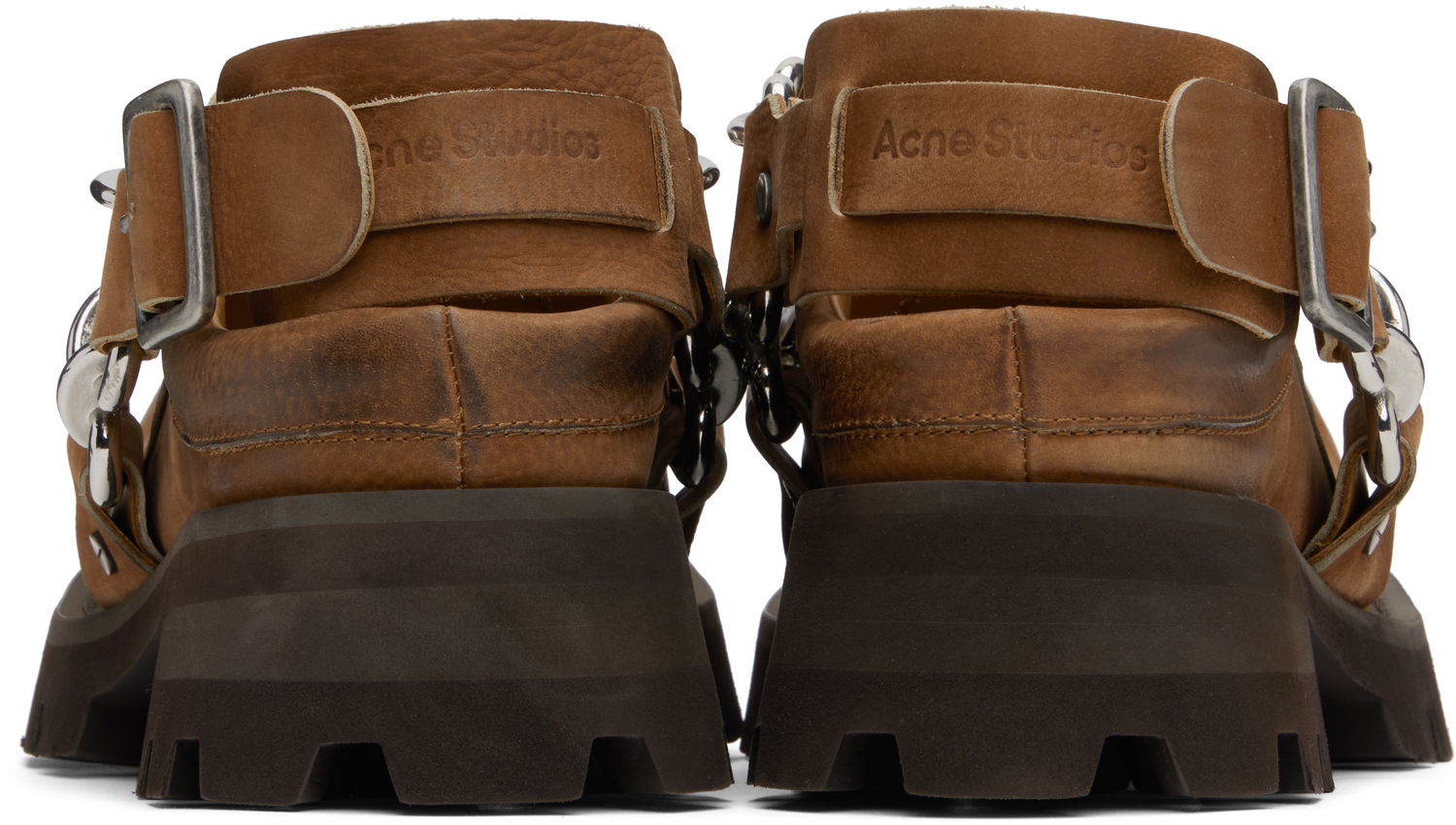 Облекло Acne Studios Acne Studios Leather Buckle Mules Кафяво | BD0342-, 1