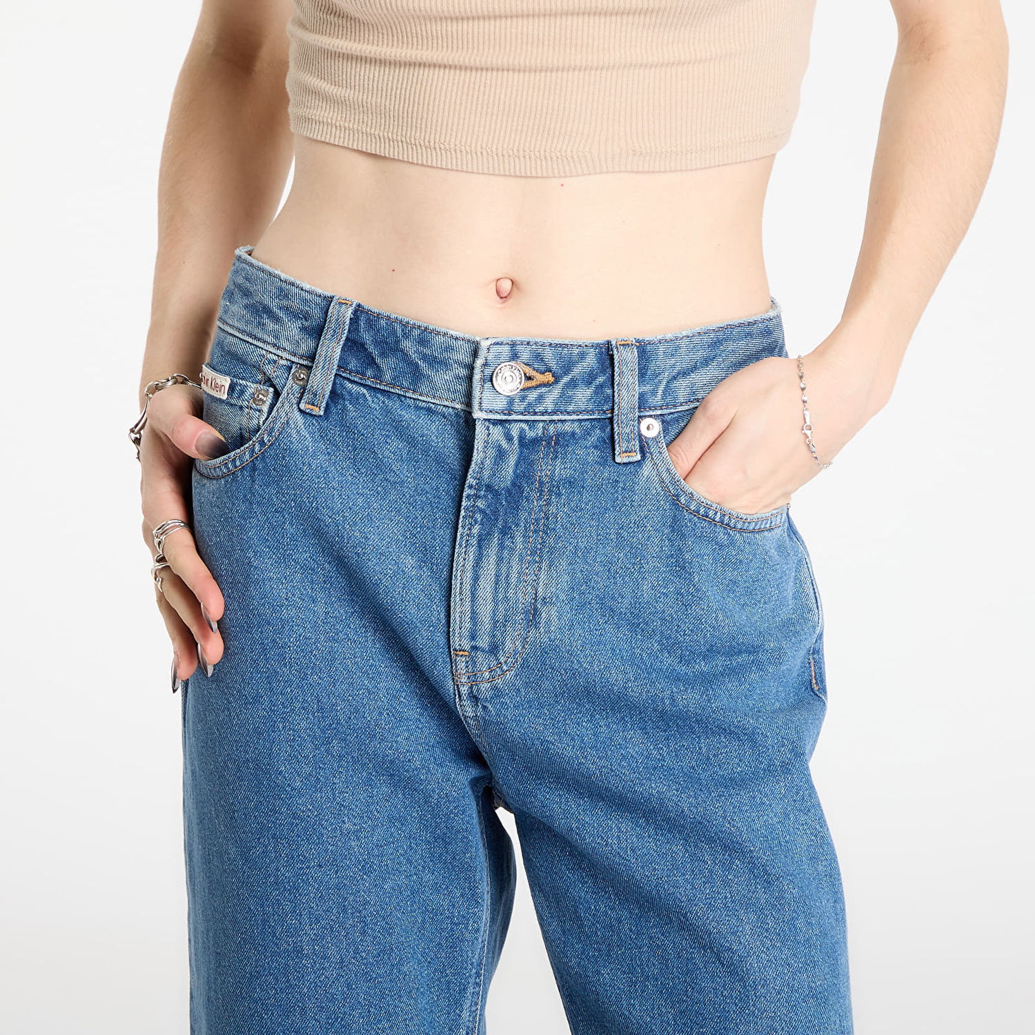 Дънки CALVIN KLEIN 90S Straight Short Jeans with Ripped Knee Синьо | LV047E609G VLC Short, 1