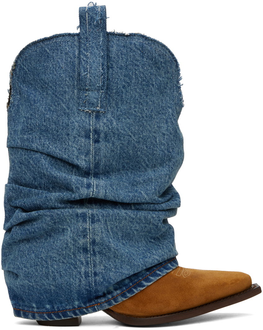 Облекло R13 R13 Low Rider Cowboy Denim Boots Синьо | R13S0109-DEN, 0