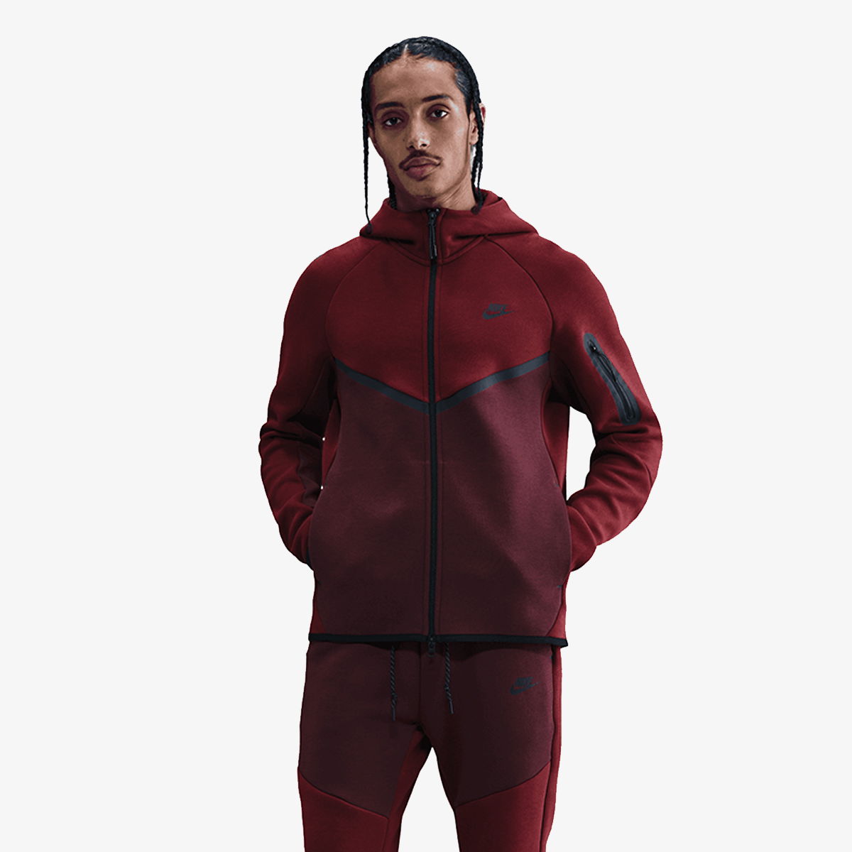 Суитчър Nike Tech Fleece Full-Zip Hoodie Бургунди | HV0949-619, 0