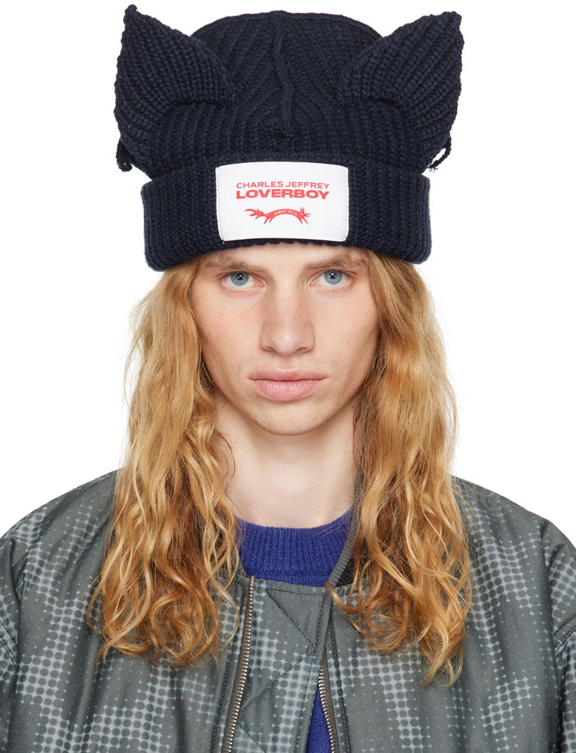 Шапка Charles Jeffrey Loverboy Navy Chunky Ears Beanie Тъмно синьо | 41130105