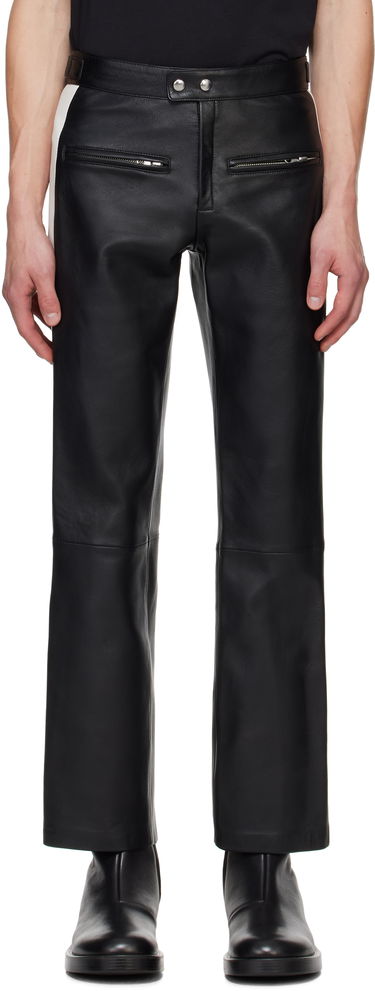 Панталони Courrèges Courrèges Contrast Band Biker Leather Pants Черно | 324LPA245CV0005, 0