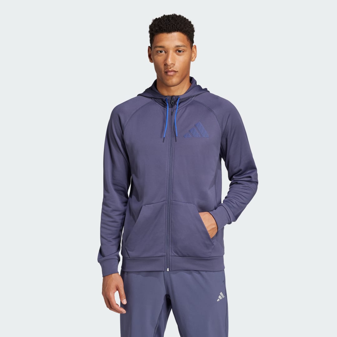 Суитчър adidas Performance Game and Go Training Full-Zip Hoodie Лилаво | IX9035, 0