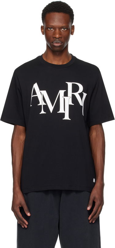 Тениска AMIRI Staggered Logo T-Shirt Черно | AMJYTE1149, 4