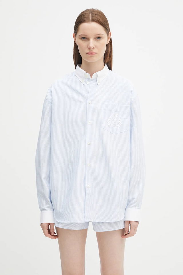 Sporty & Rich H&W Crest Oversized Oxford Shirt