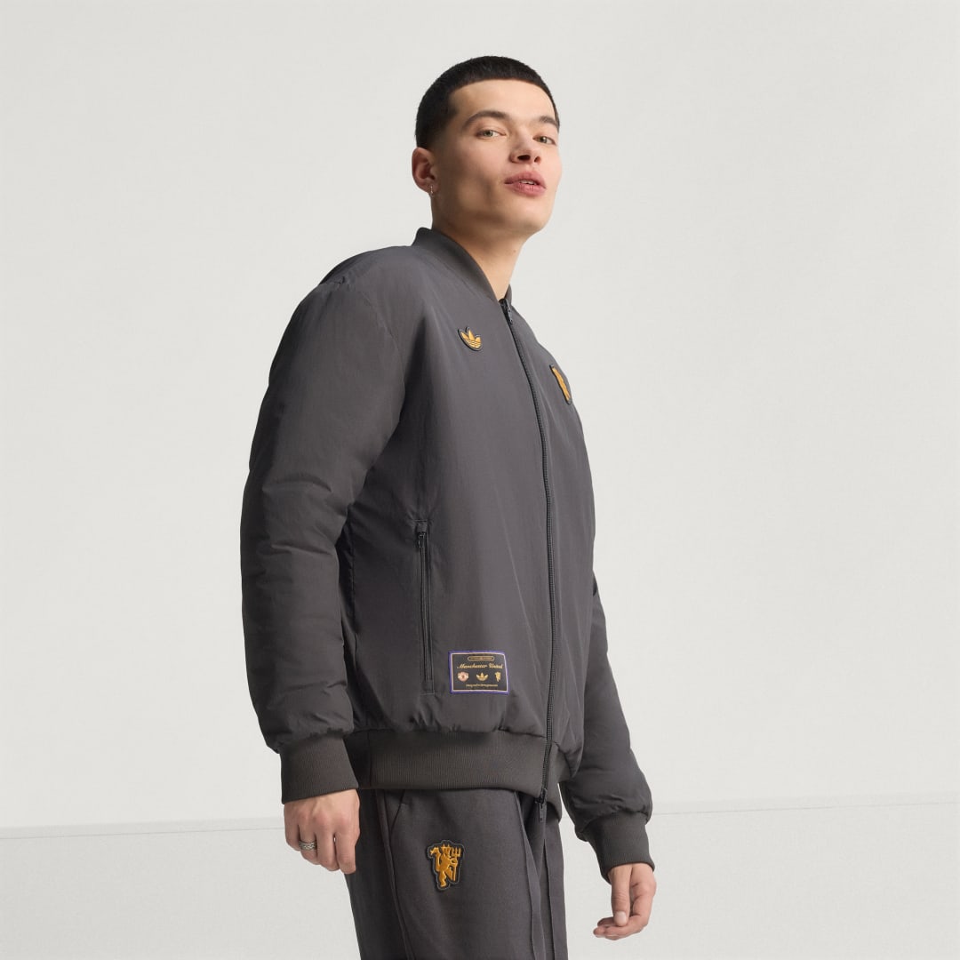 Яке бомбър adidas Performance Manchester United Terrace Icons Bomber Jacket Сиво | JN2831, 0
