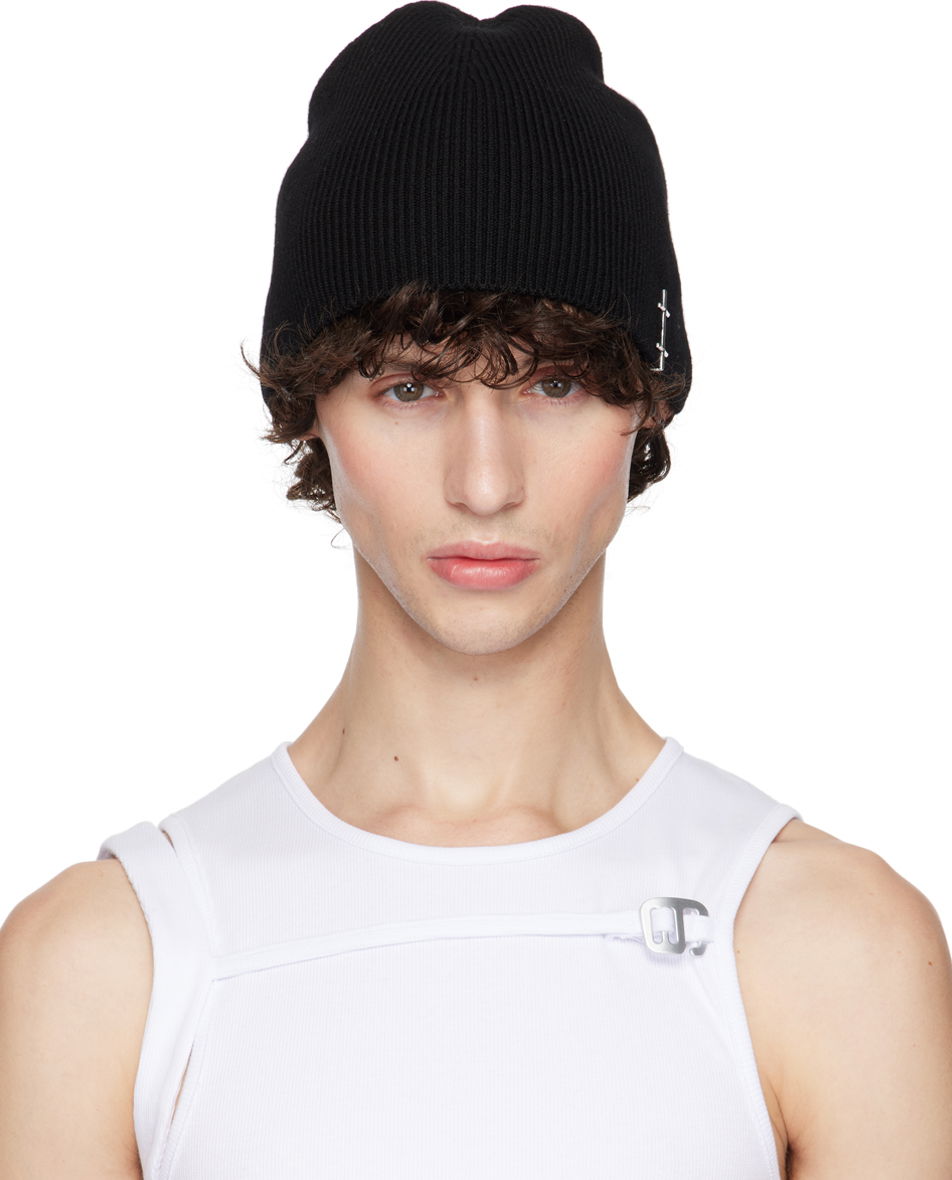 Шапка HELIOT EMIL Knit Beanie With Logo Trim Черно | PREAW24_16_107_BLK01, 0
